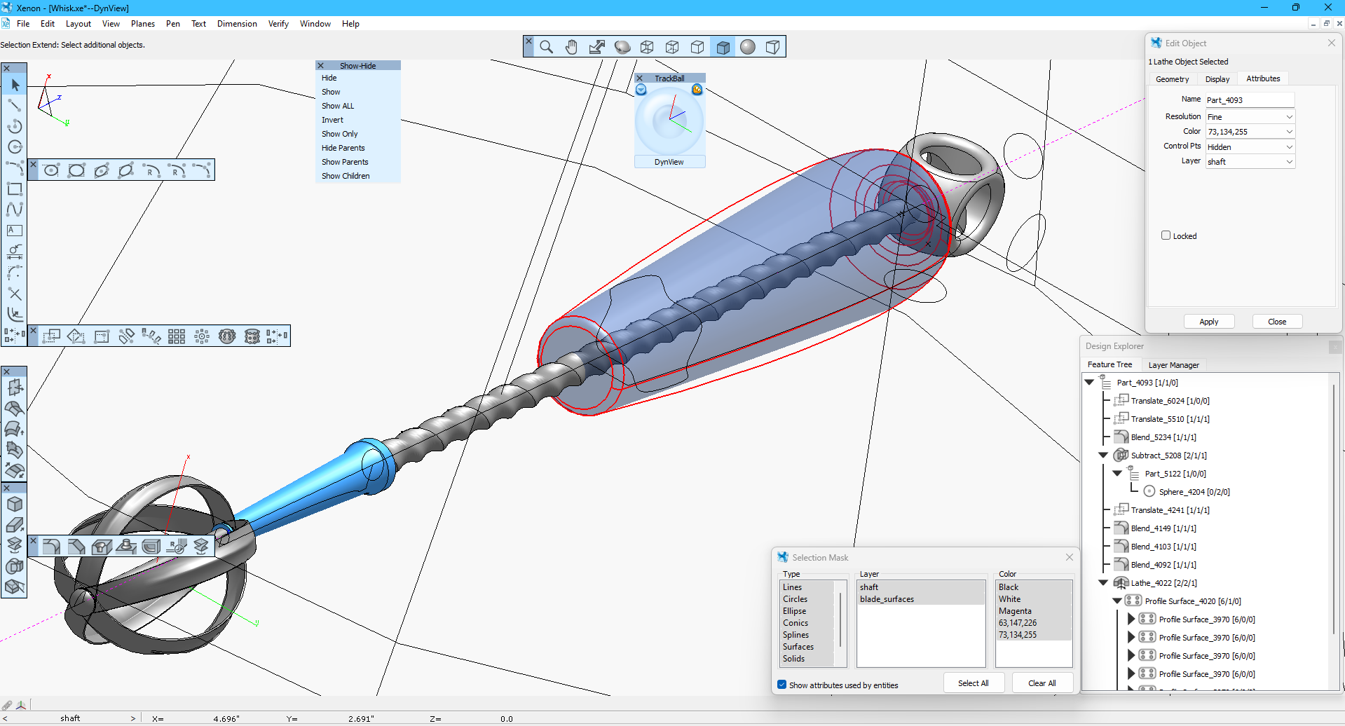 Xenon v12 Main Window on Windows 3D Model